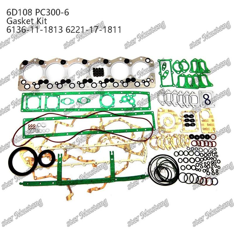 전체 가스켓 키트 6D108 PC300-6 6136-11-1813 6221-17-1811 코마쓰 디젤 엔진 수리 부품을 위한 가스켓 세트