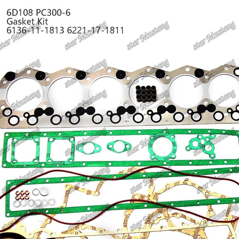 전체 가스켓 키트 6D108 PC300-6 6136-11-1813 6221-17-1811 코마쓰 디젤 엔진 수리 부품을 위한 가스켓 세트