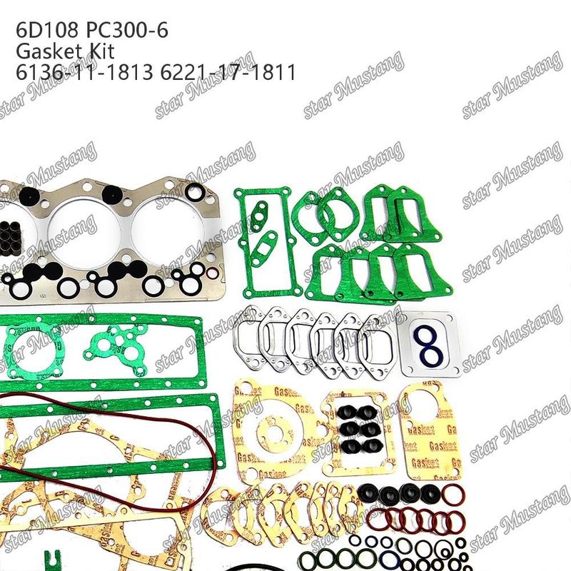 전체 가스켓 키트 6D108 PC300-6 6136-11-1813 6221-17-1811 코마쓰 디젤 엔진 수리 부품을 위한 가스켓 세트