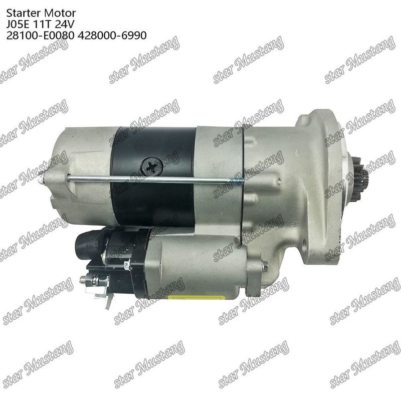 J05E 엔진 시작 모터 11T 24V 28100-E0080 428000-6990 HINO 엔진 예비 부품