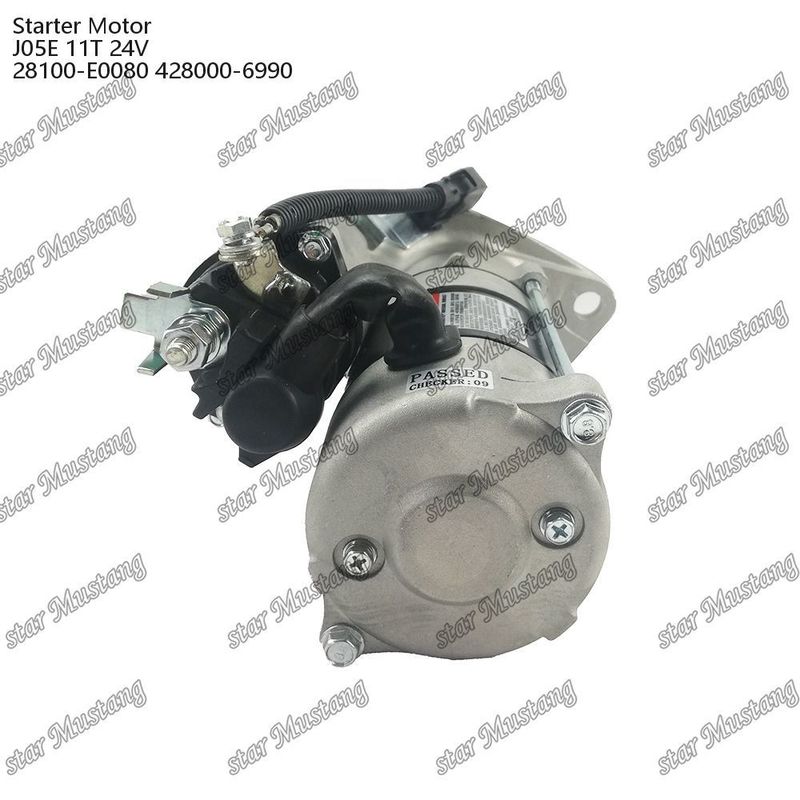 J05E 엔진 시작 모터 11T 24V 28100-E0080 428000-6990 HINO 엔진 예비 부품